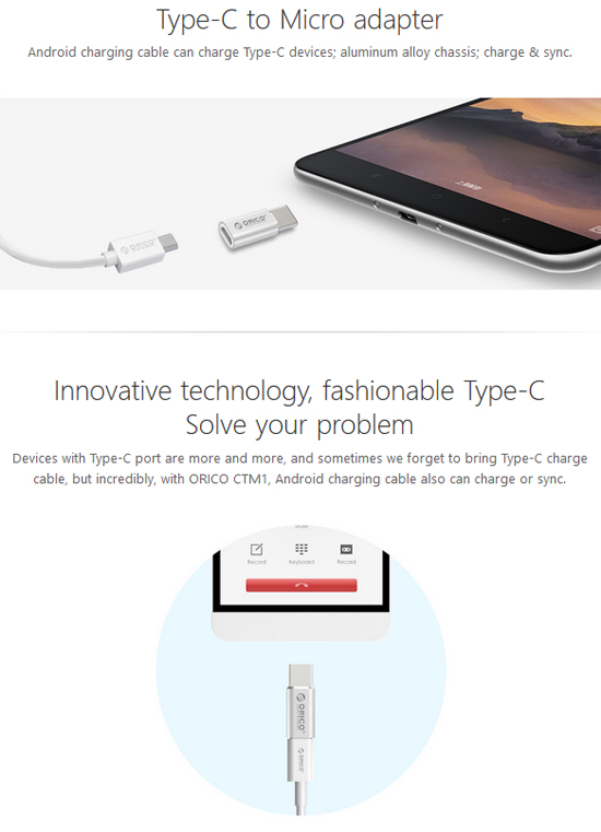 Orico CTM1SV Micro USB to TypeC Adapter Asianic Distributors Inc