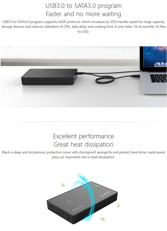 Orico 3588C3 2.5 / 3.5 Inch TypeC hard Disk Enclosure ( Black