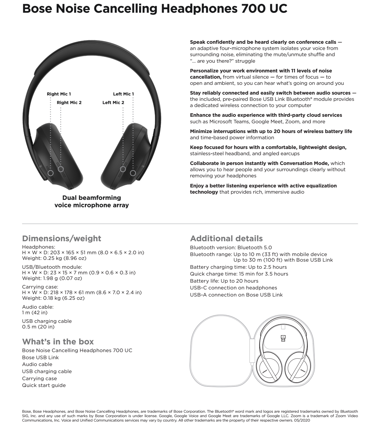 Noise Cancelling Headphones 700 UC Pair