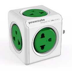 Allocacoc PowerCube Original PH 4180GN 5 Gang Universal Outlet(Green)