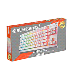 Steelseries Apex 3 TKL RGB Water & Dust Resistant Whisper Quiet Switches Gaming Keyboard White 64819
