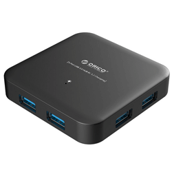 Orico U3BCH4 Smart 4 Port USB3.0 HUB with 3.3Ft USB3.0 Cable & 12V2.5A Power Adapter (Black)
