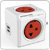 Allocacoc PowerCube Original USB PH 4280RD 4 Gang, 2 USB Universal Outlet (Red)