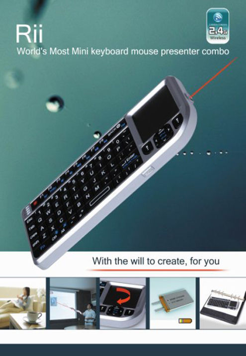 Rii Mini Bluetooth Keyboard with Mouse and Laser Pointer