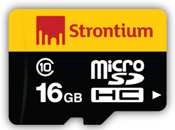 Strontium Micro SDHC 16GB Class 10 Flash memory card with SD Adapter
