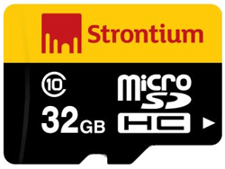 Strontium Micro SDHC 32GB Class 10 Flash memory card with SD Adapter