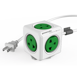 Allocacoc PowerCube Extended PH 4380GN 5 Gang Universal Outlet with 1.5Meter Cable(Green)