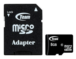 Team Micro SDHC 8GB Class 10 High Speed Micro SD Card with SD Adapter