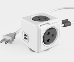 Allocacoc PowerCube PH 4484 4 Gang , 2 USB Universal Outlet (Grey)